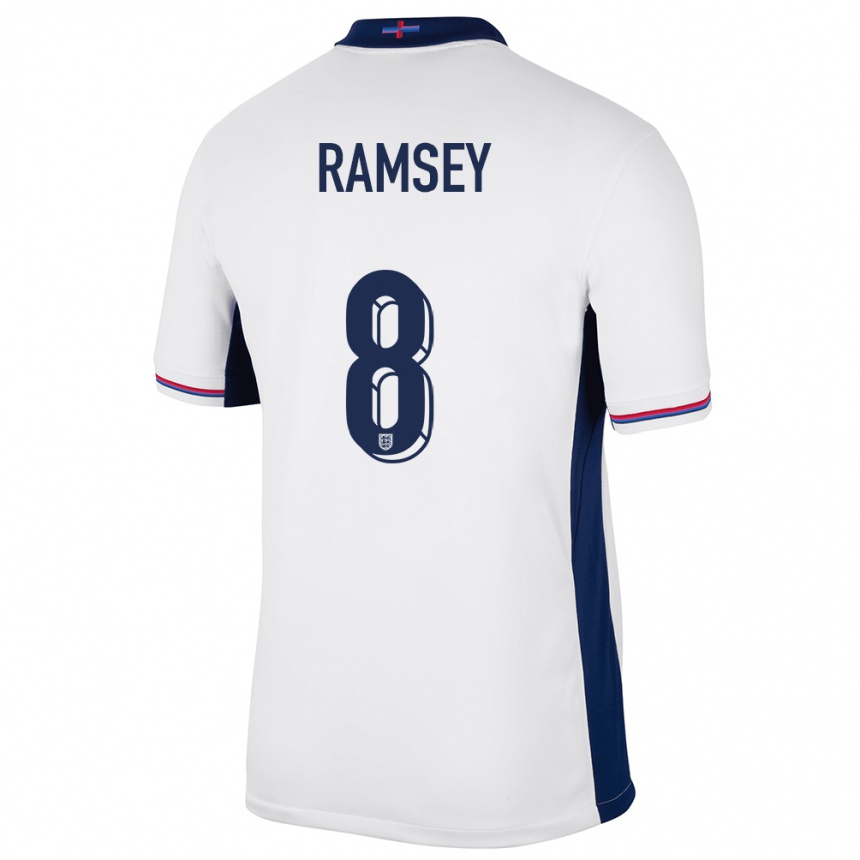 Kids Football England Jacob Ramsey #8 White Home Jersey 24-26 T-Shirt