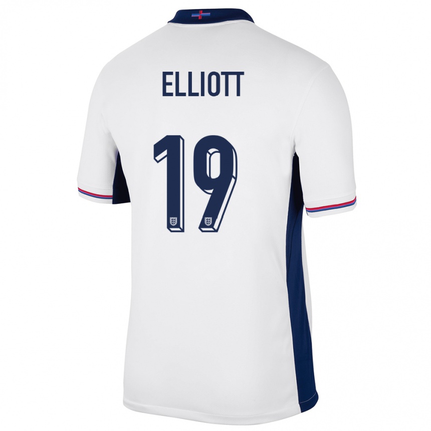 Kids Football England Harvey Elliott #19 White Home Jersey 24-26 T-Shirt