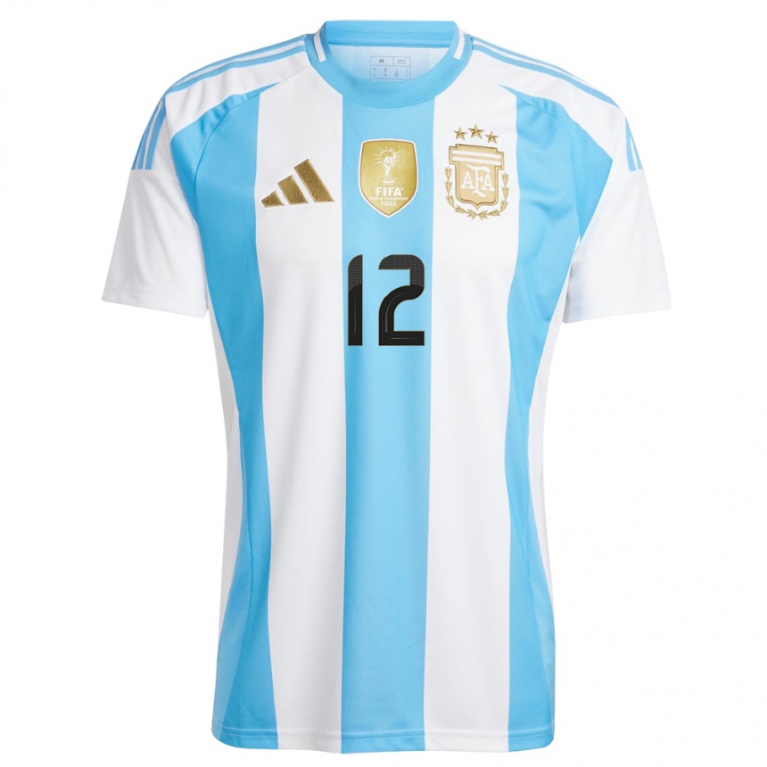 Kids Football Argentina Lautaro Morales #12 White Blue Home Jersey 24-26 T-Shirt