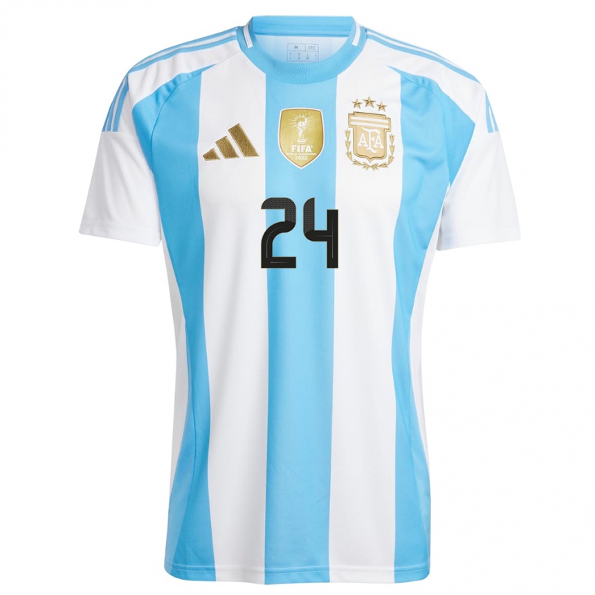 Kids Football Argentina Enzo Fernandez #24 White Blue Home Jersey 24-26 T-Shirt