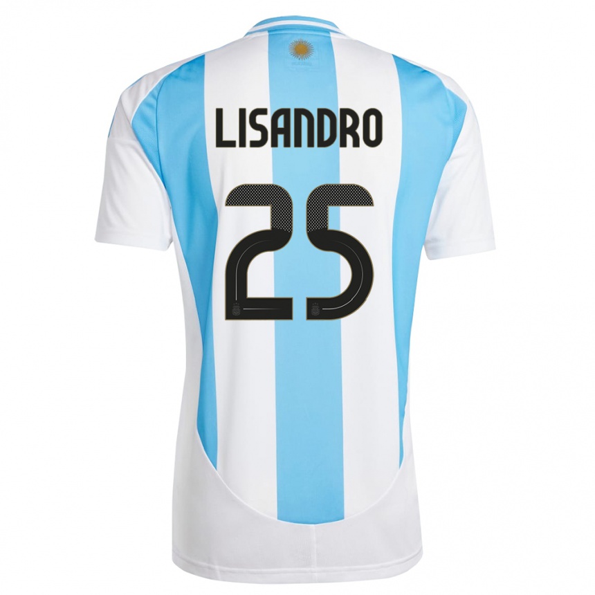 Kids Football Argentina Lisandro Martinez #25 White Blue Home Jersey 24-26 T-Shirt