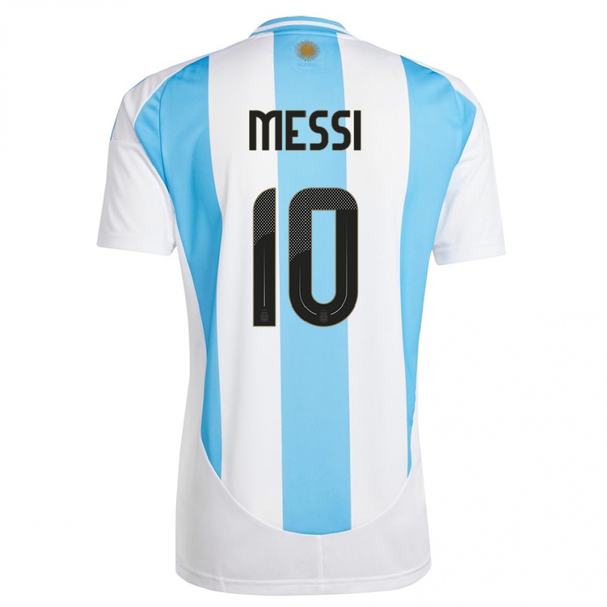 Kids Football Argentina Lionel Messi #10 White Blue Home Jersey 24-26 T-Shirt