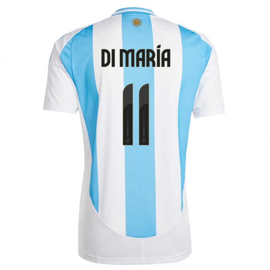 Kids Football Argentina Angel Di Maria #11 White Blue Home Jersey 24-26 T-Shirt