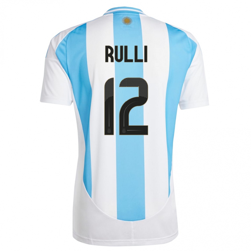 Kids Football Argentina Geronimo Rulli #12 White Blue Home Jersey 24-26 T-Shirt