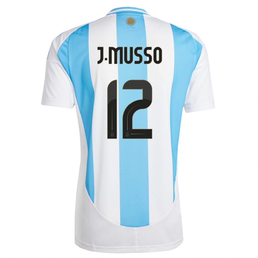 Kids Football Argentina Juan Musso #12 White Blue Home Jersey 24-26 T-Shirt