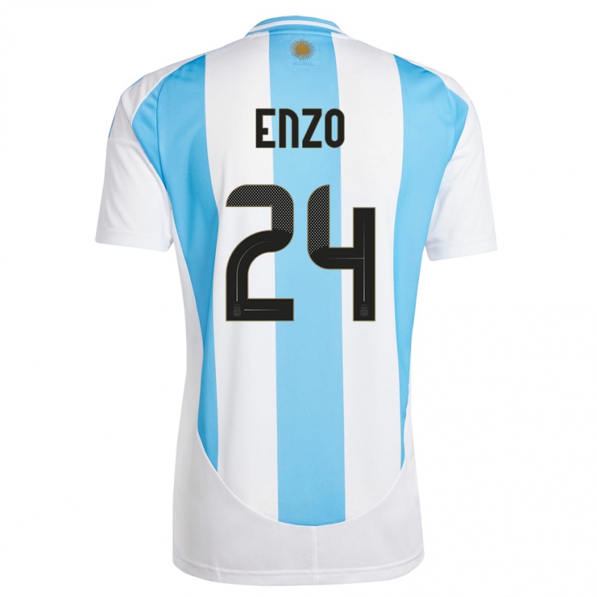 Kids Football Argentina Enzo Fernandez #24 White Blue Home Jersey 24-26 T-Shirt