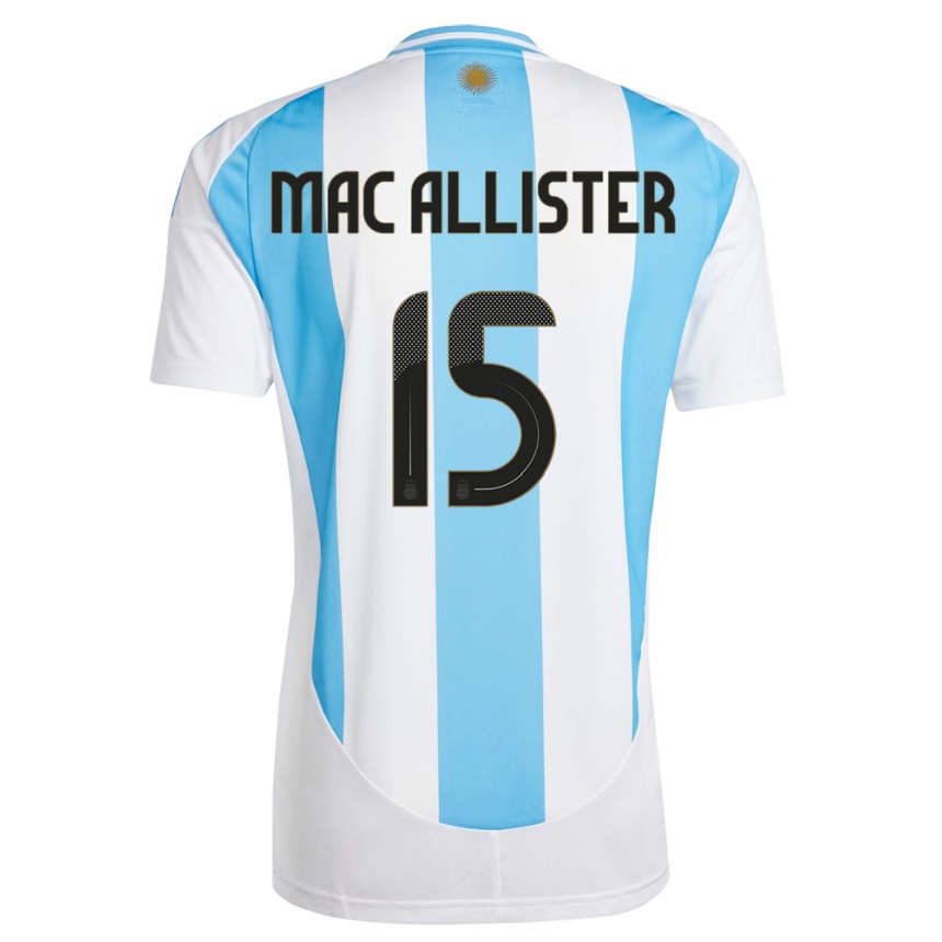 Kids Football Argentina Alexis Mac Allister #15 White Blue Home Jersey 24-26 T-Shirt