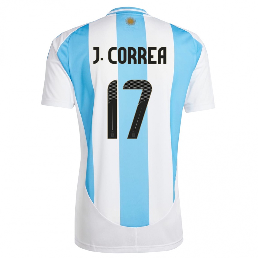 Kids Football Argentina Joaquin Correa #17 White Blue Home Jersey 24-26 T-Shirt