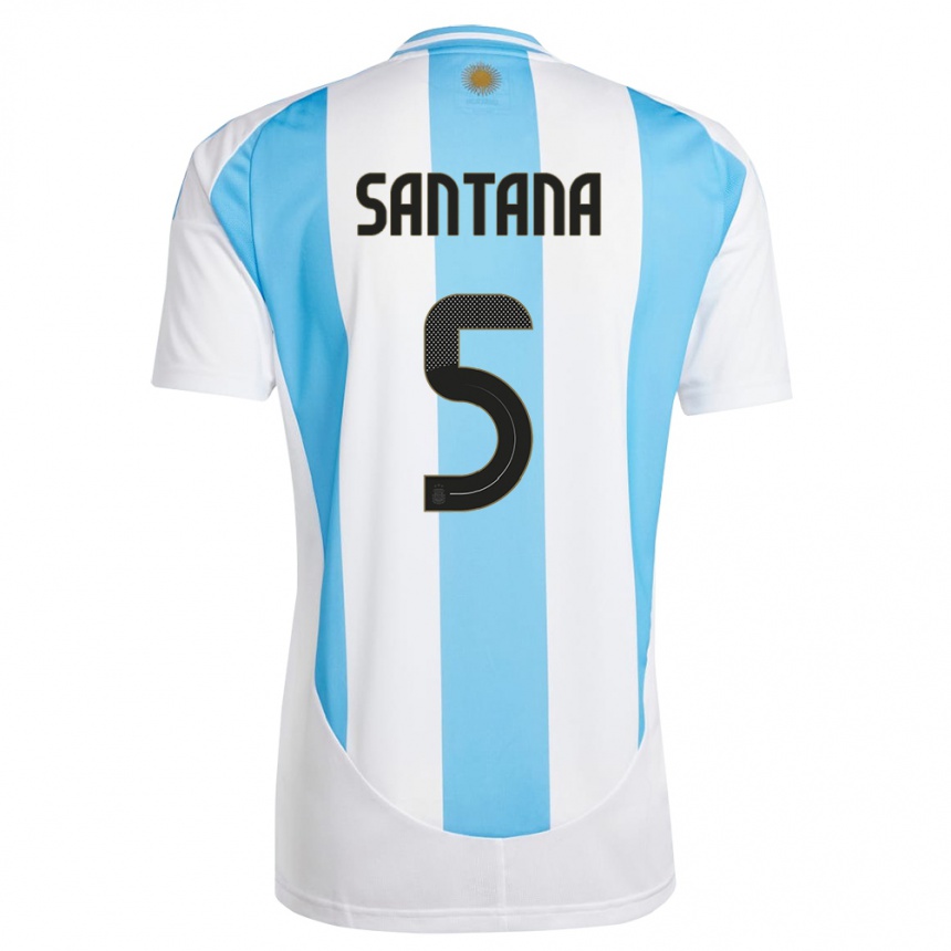 Kids Football Argentina Vanesa Santana #5 White Blue Home Jersey 24-26 T-Shirt