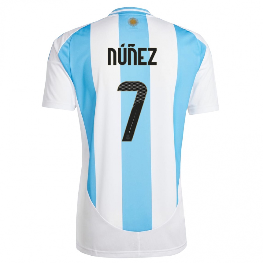 Kids Football Argentina Romina Nunez #7 White Blue Home Jersey 24-26 T-Shirt