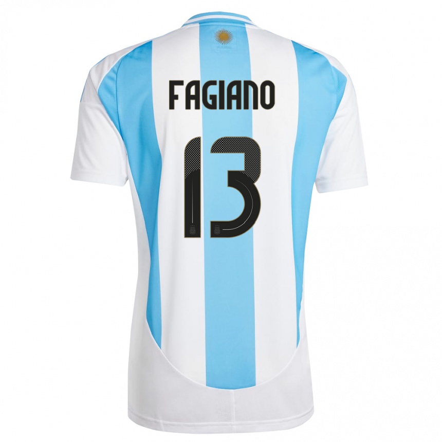 Kids Football Argentina Paloma Fagiano #13 White Blue Home Jersey 24-26 T-Shirt