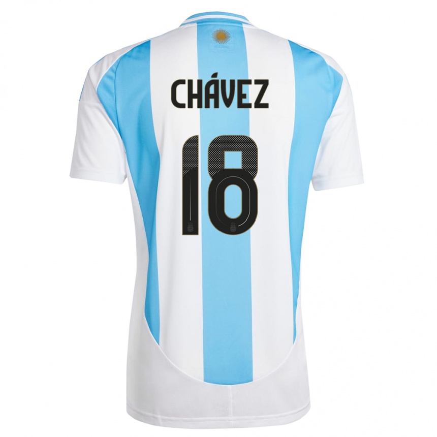 Kids Football Argentina Gabriela Chavez #18 White Blue Home Jersey 24-26 T-Shirt