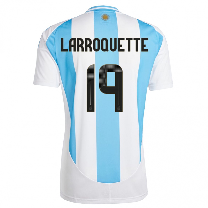 Kids Football Argentina Mariana Larroquette #19 White Blue Home Jersey 24-26 T-Shirt