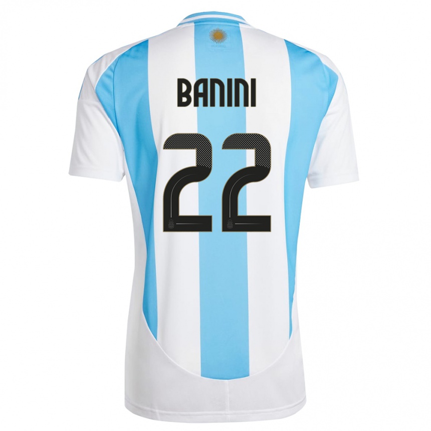 Kids Football Argentina Estefania Banini #22 White Blue Home Jersey 24-26 T-Shirt