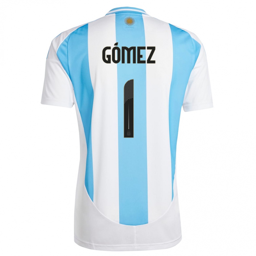 Kids Football Argentina Francisco Gomez #1 White Blue Home Jersey 24-26 T-Shirt