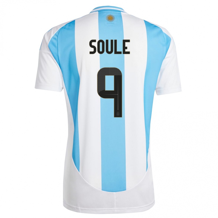 Kids Football Argentina Matias Soule #9 White Blue Home Jersey 24-26 T-Shirt