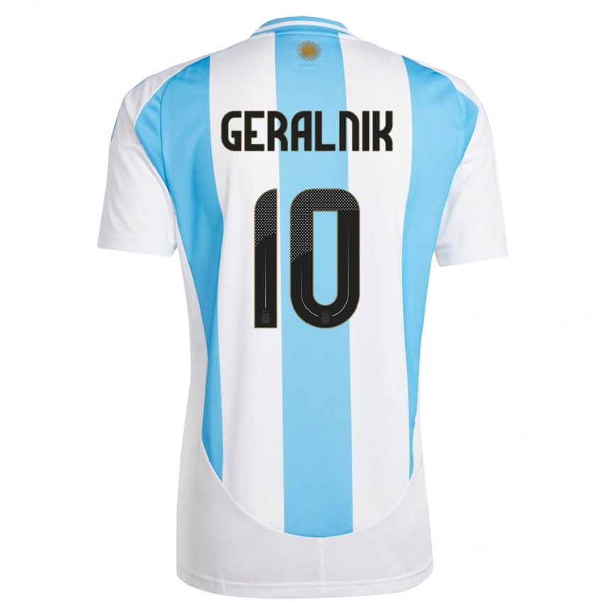 Kids Football Argentina Tiago Geralnik #10 White Blue Home Jersey 24-26 T-Shirt