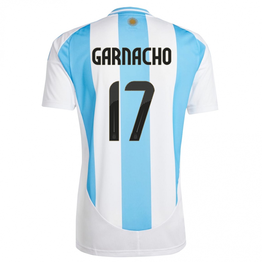 Kids Football Argentina Alejandro Garnacho #17 White Blue Home Jersey 24-26 T-Shirt