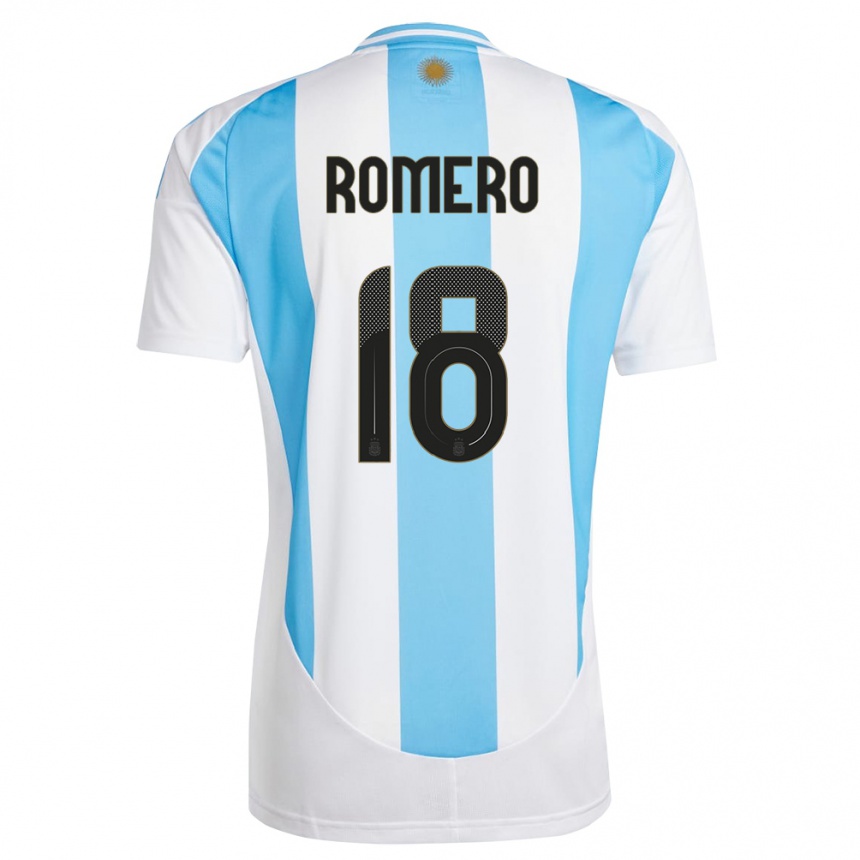 Kids Football Argentina Luka Romero #18 White Blue Home Jersey 24-26 T-Shirt