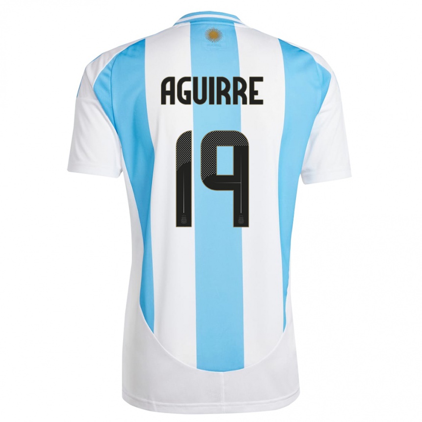 Kids Football Argentina Brian Aguirre #19 White Blue Home Jersey 24-26 T-Shirt