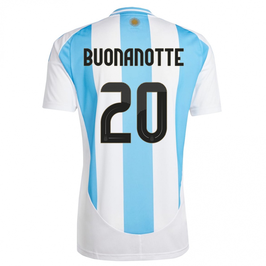 Kids Football Argentina Facundo Buonanotte #20 White Blue Home Jersey 24-26 T-Shirt