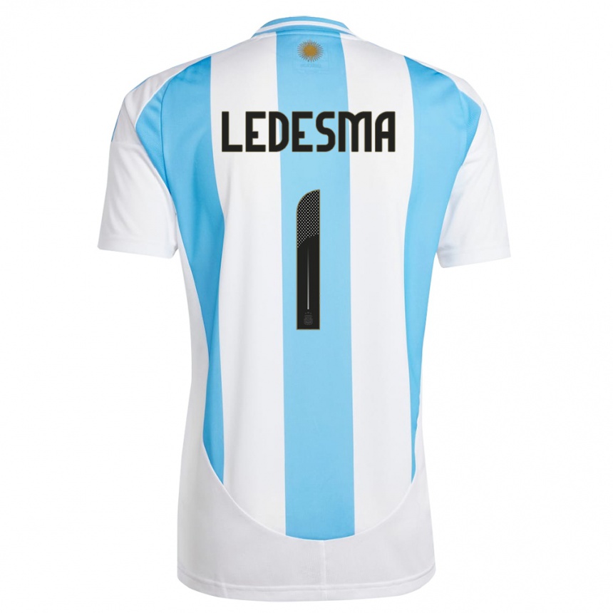 Kids Football Argentina Jeremias Ledesma #1 White Blue Home Jersey 24-26 T-Shirt