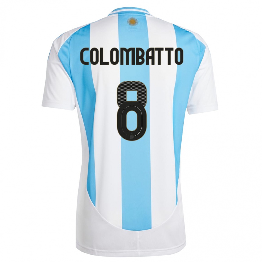 Kids Football Argentina Santiago Colombatto #8 White Blue Home Jersey 24-26 T-Shirt