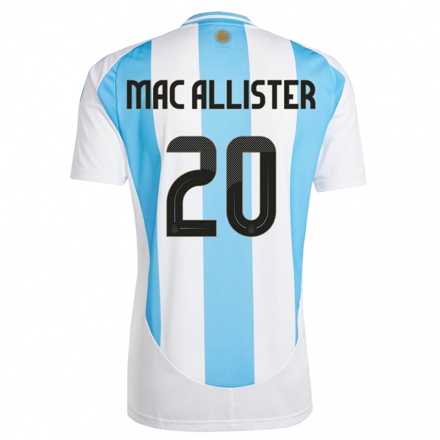 Kids Football Argentina Alexis Mac Allister #20 White Blue Home Jersey 24-26 T-Shirt