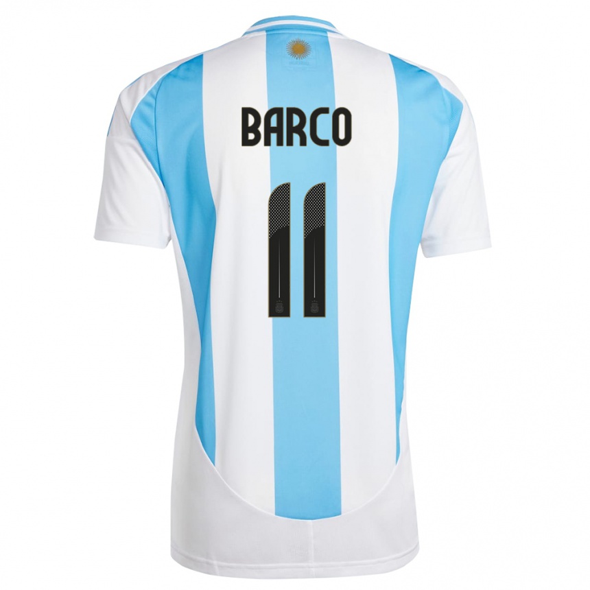 Kids Football Argentina Ezequiel Barco #11 White Blue Home Jersey 24-26 T-Shirt