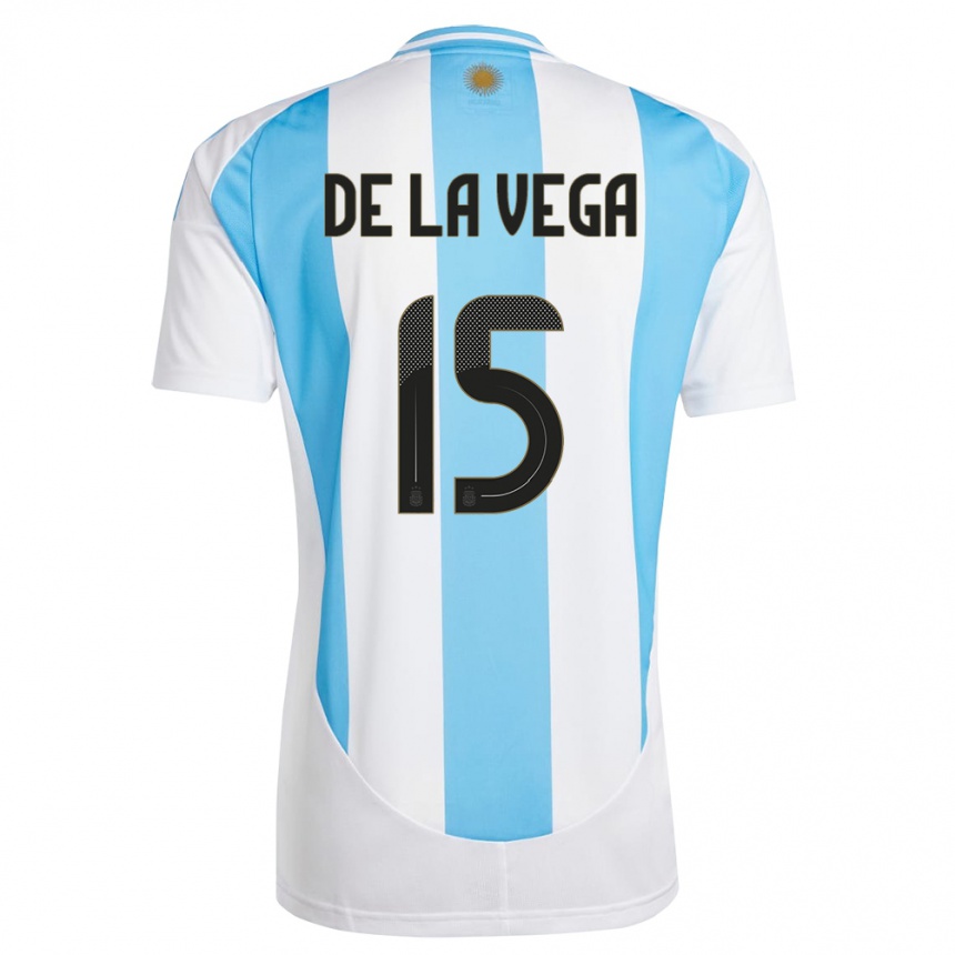 Kids Football Argentina Pedro De La Vega #15 White Blue Home Jersey 24-26 T-Shirt