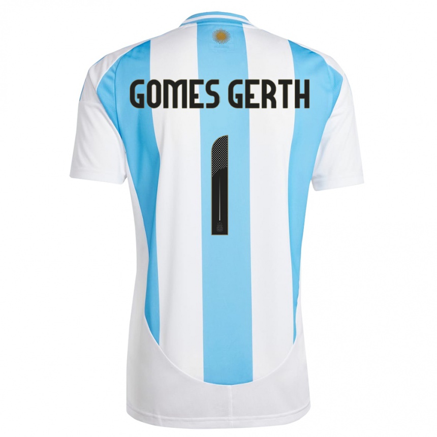 Kids Football Argentina Federico Gomes Gerth #1 White Blue Home Jersey 24-26 T-Shirt