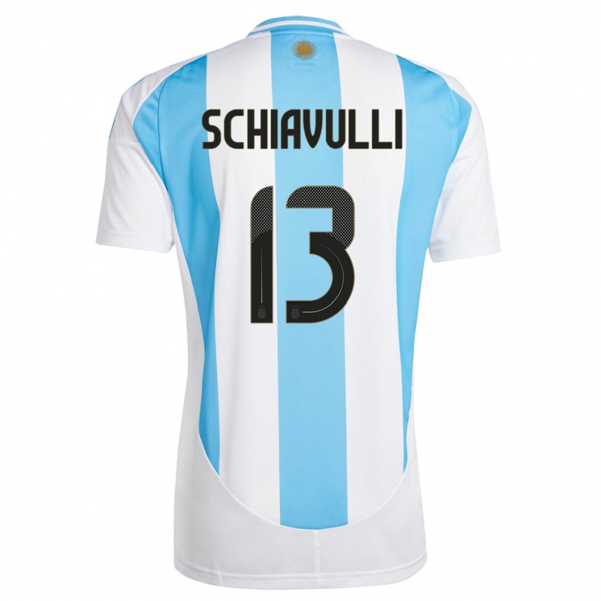 Kids Football Argentina Thiago Schiavulli #13 White Blue Home Jersey 24-26 T-Shirt