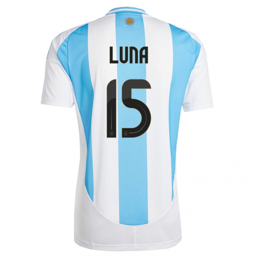 Kids Football Argentina Alex Luna #15 White Blue Home Jersey 24-26 T-Shirt