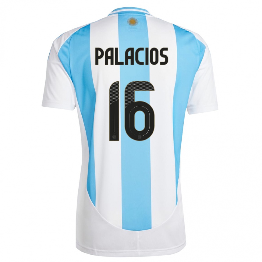 Kids Football Argentina Tomas Palacios #16 White Blue Home Jersey 24-26 T-Shirt