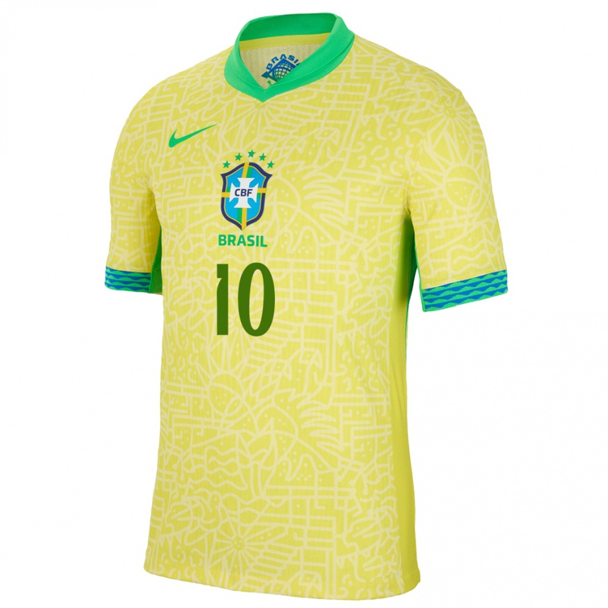 Kids Football Brazil Kerolin Nicoli #10 Yellow Home Jersey 24-26 T-Shirt