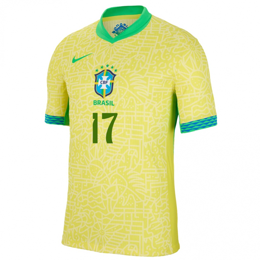 Kids Football Brazil William Gomes #17 Yellow Home Jersey 24-26 T-Shirt