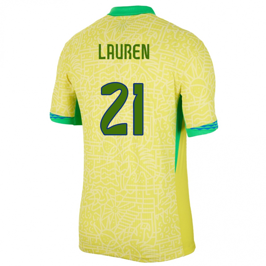 Kids Football Brazil Lauren Costa #21 Yellow Home Jersey 24-26 T-Shirt