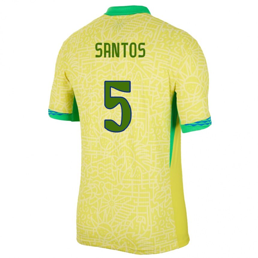 Kids Football Brazil Andrey Santos #5 Yellow Home Jersey 24-26 T-Shirt
