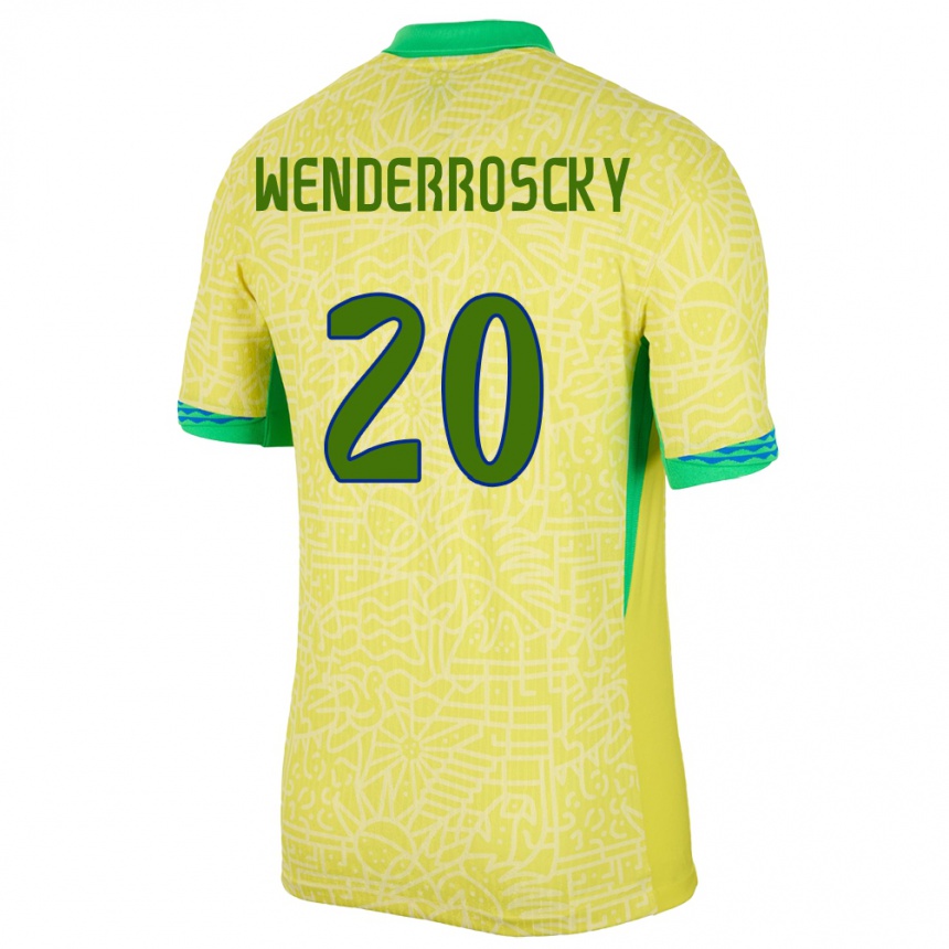 Kids Football Brazil Arthur Wenderroscky #20 Yellow Home Jersey 24-26 T-Shirt