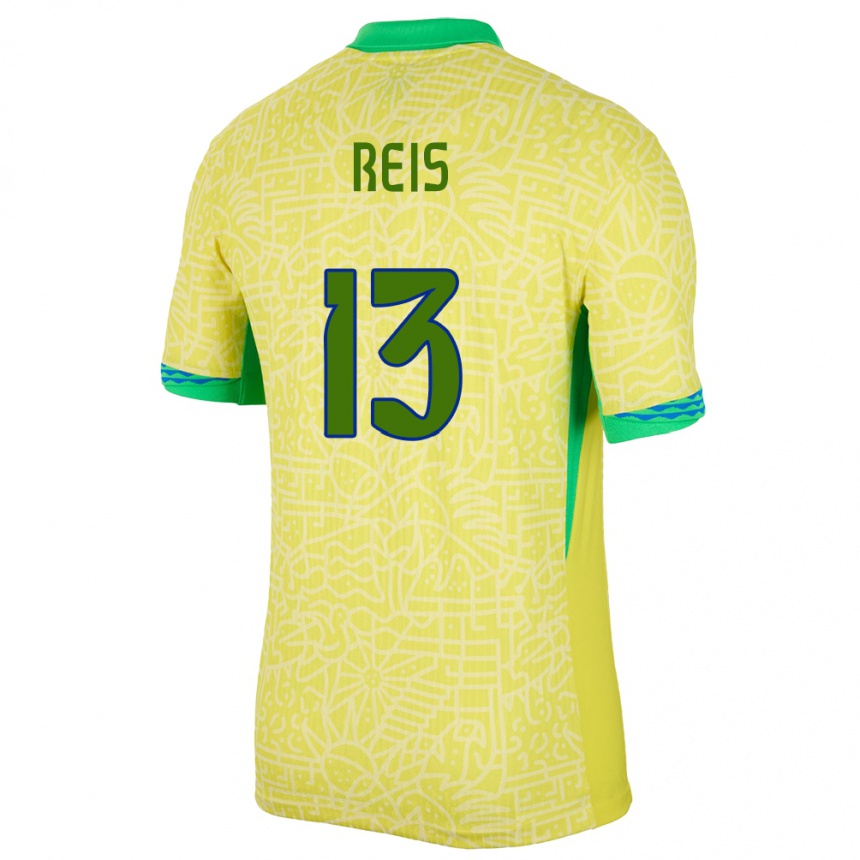 Kids Football Brazil Vitor Reis #13 Yellow Home Jersey 24-26 T-Shirt