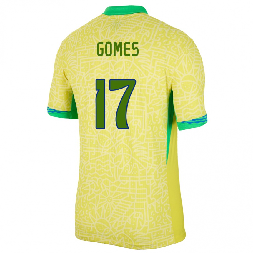 Kids Football Brazil William Gomes #17 Yellow Home Jersey 24-26 T-Shirt