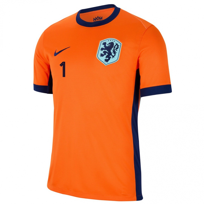 Kids Football Netherlands Daphne Van Domselaar #1 Orange Home Jersey 24-26 T-Shirt