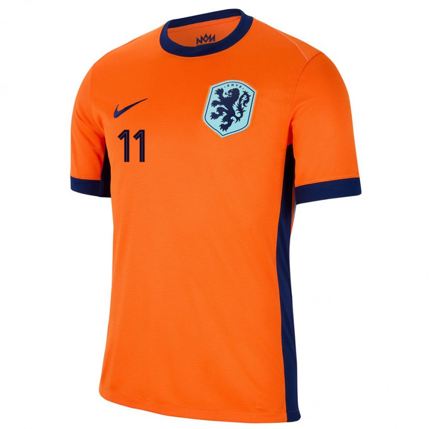 Kids Football Netherlands Ernest Poku #11 Orange Home Jersey 24-26 T-Shirt