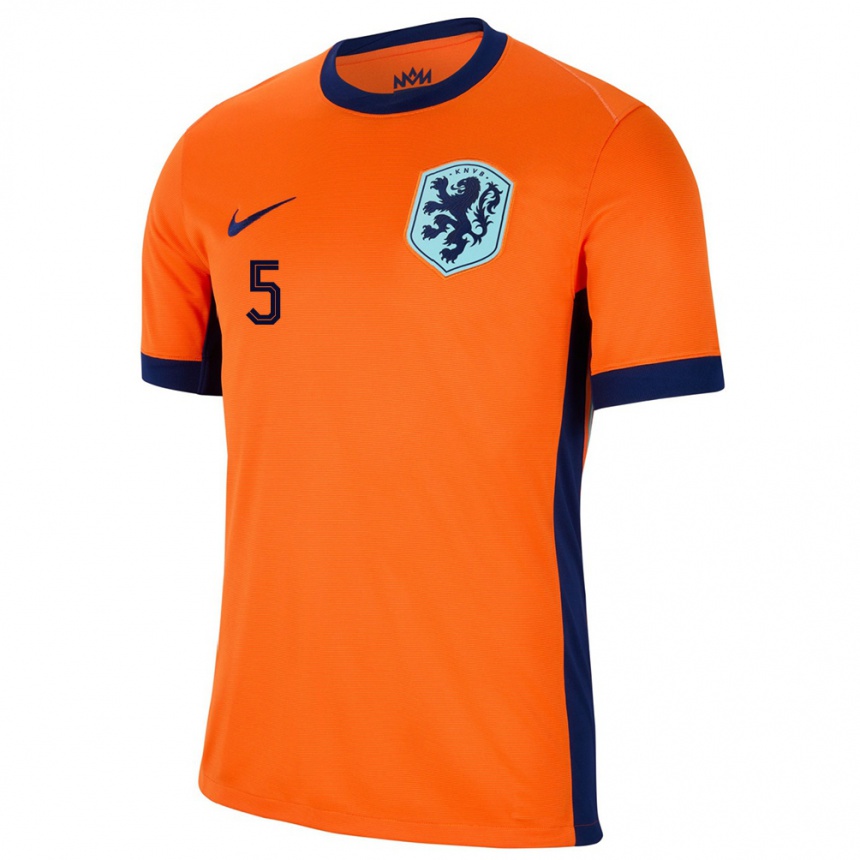 Kids Football Netherlands Lynn Wilms #5 Orange Home Jersey 24-26 T-Shirt