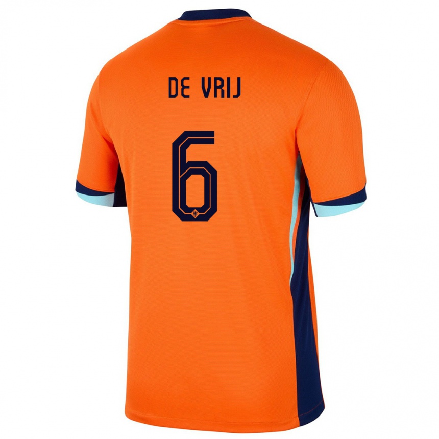 Kids Football Netherlands Stefan De Vrij #6 Orange Home Jersey 24-26 T-Shirt