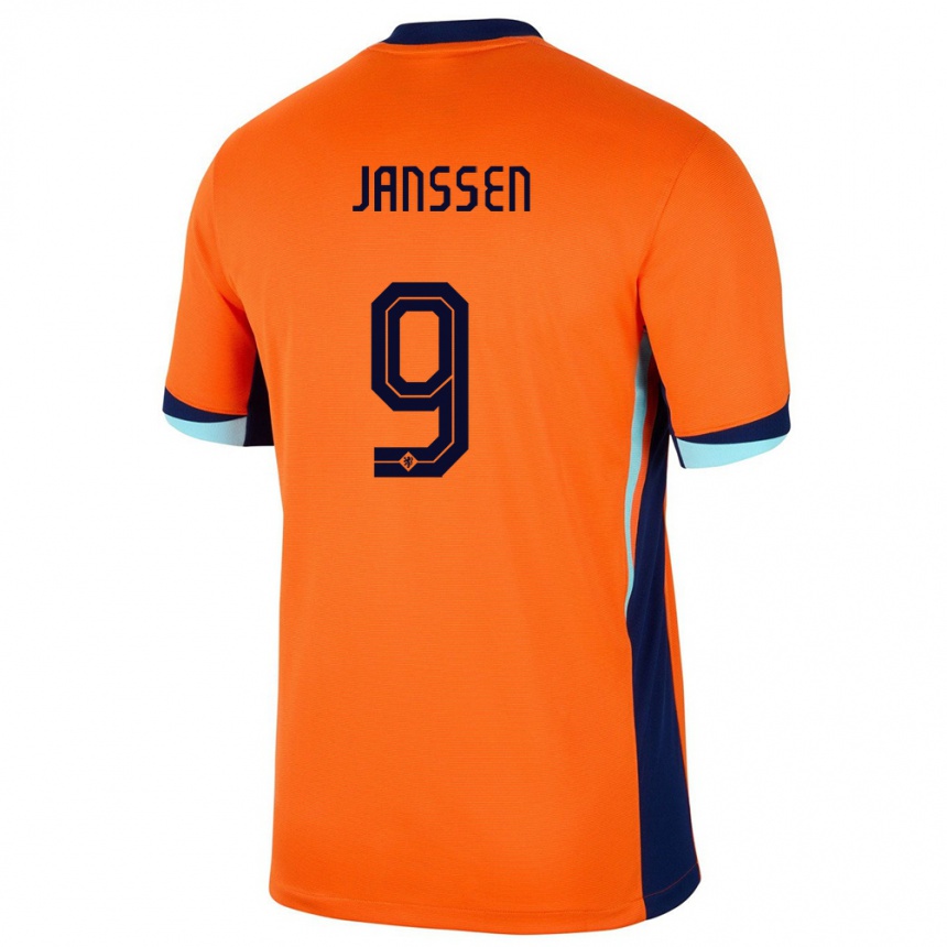 Kids Football Netherlands Vincent Janssen #9 Orange Home Jersey 24-26 T-Shirt