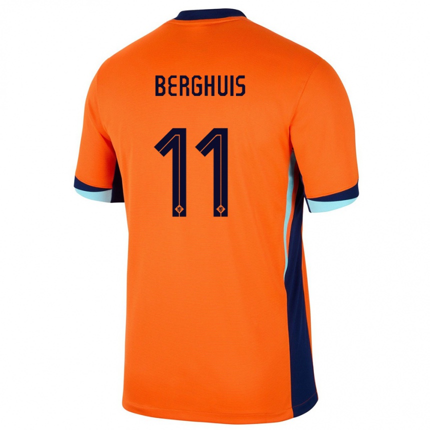 Kids Football Netherlands Steven Berghuis #11 Orange Home Jersey 24-26 T-Shirt