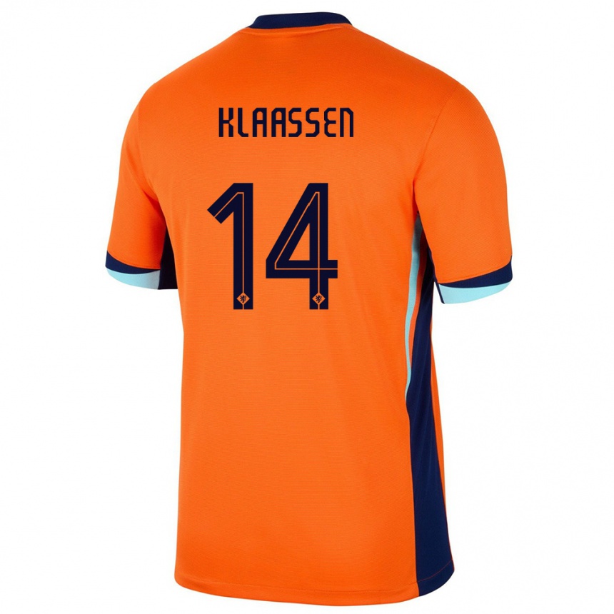 Kids Football Netherlands Davy Klaassen #14 Orange Home Jersey 24-26 T-Shirt