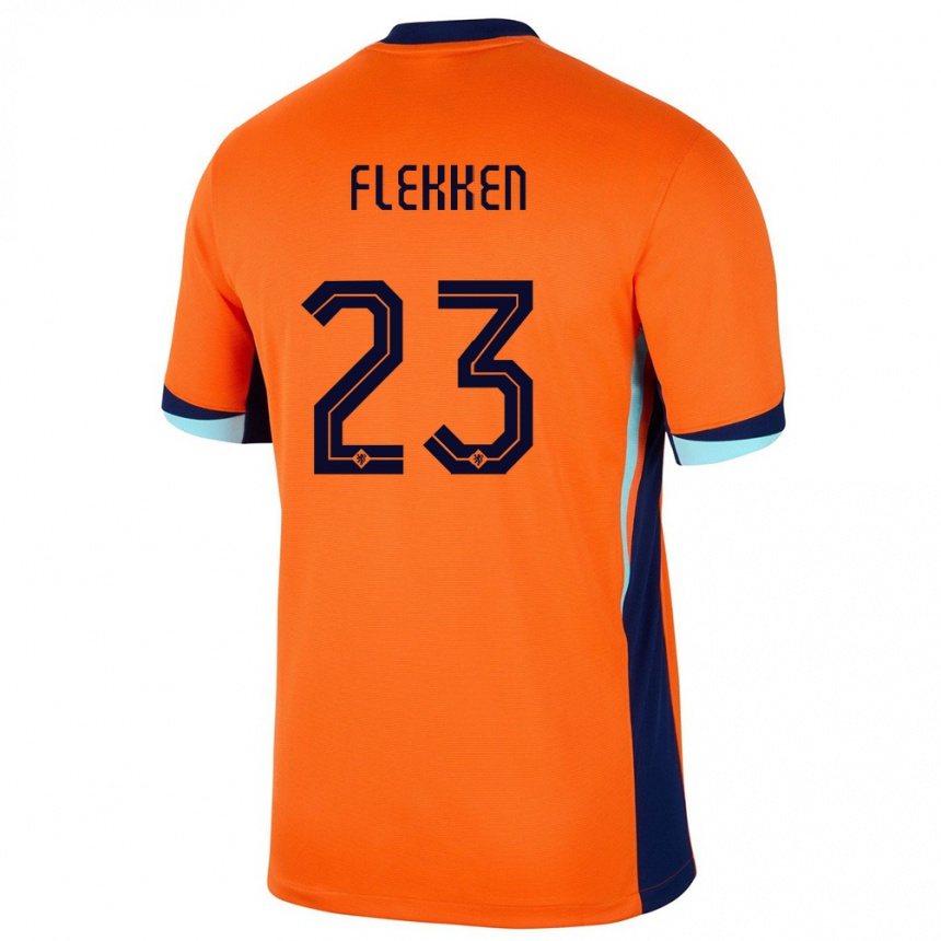 Kids Football Netherlands Mark Flekken #23 Orange Home Jersey 24-26 T-Shirt