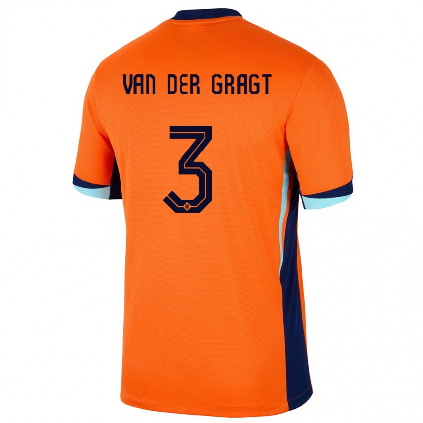 Kids Football Netherlands Stefanie Van Der Gragt #3 Orange Home Jersey 24-26 T-Shirt